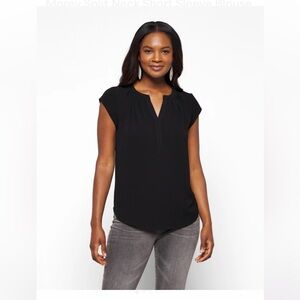 Morey Split Neck Short Sleeve Blouse in 3X